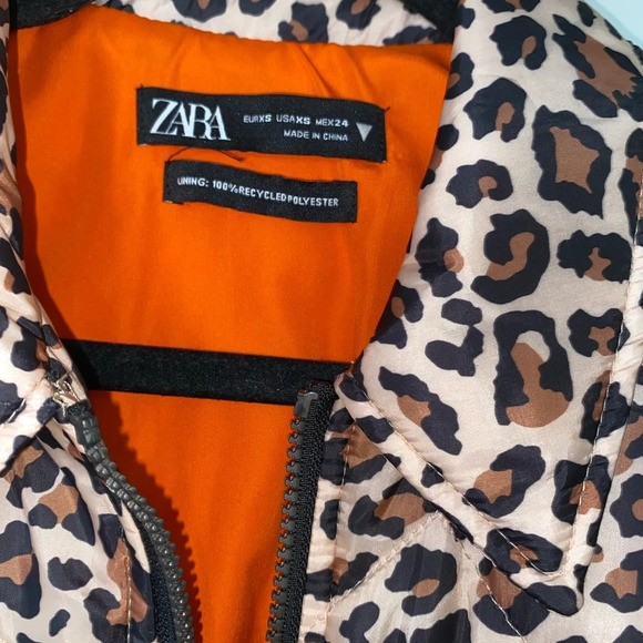Zara cheetah print lightweight puffer crop Jacket - Picture 5 of 10